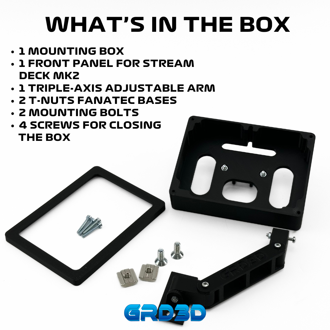 Stream Deck MK2 Triple-Axis Mount for Fanatec Wheel Bases – V1