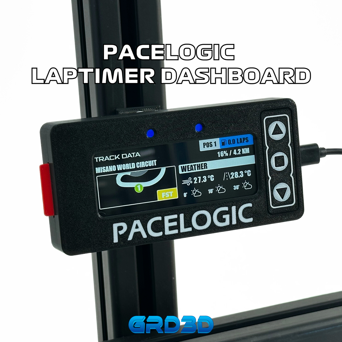 GRD3D Pacelogic Lap Timer – 4” Touch Screen Display Black Version