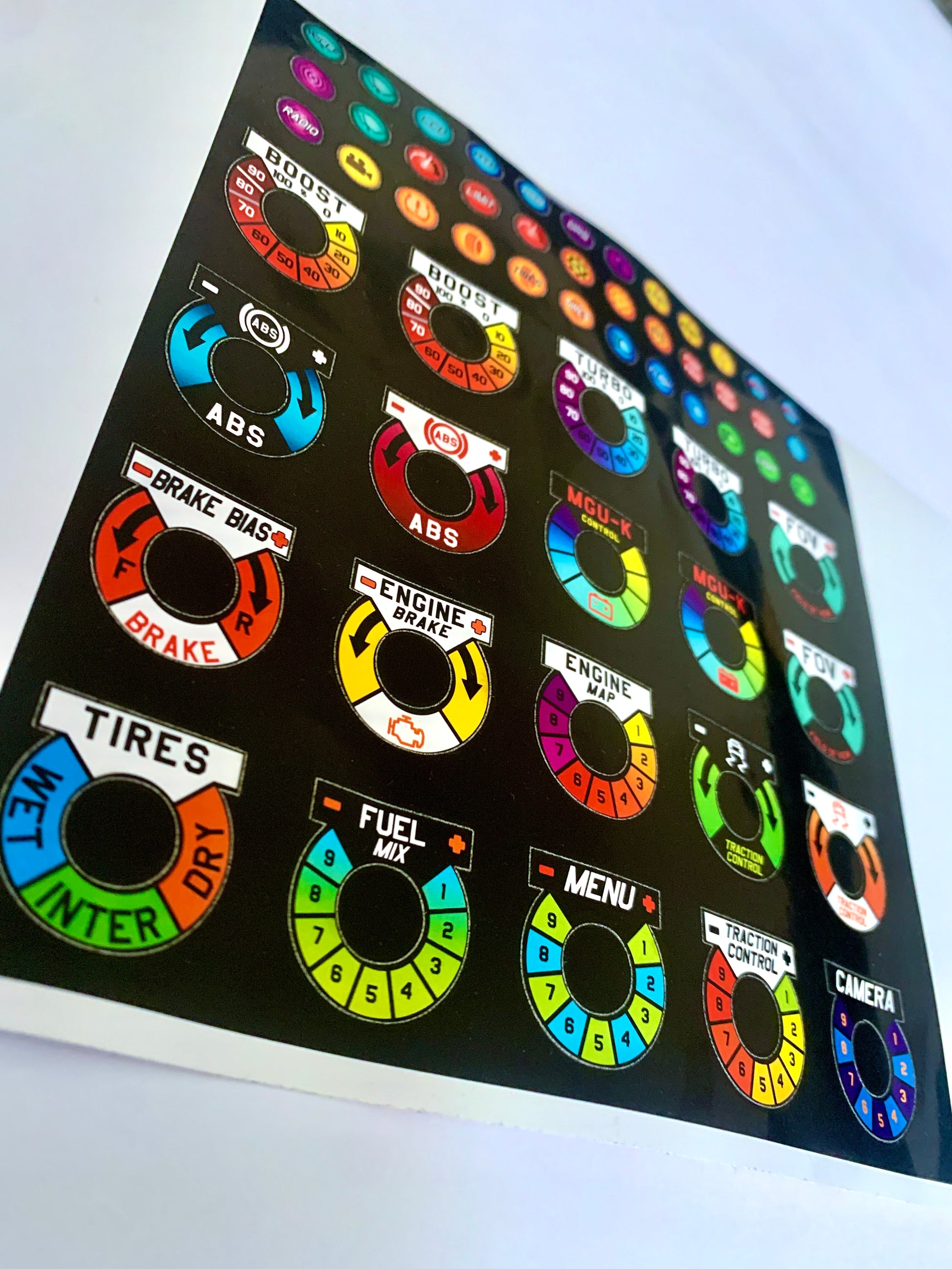 Sim Racing Stickers, 203 pz. for Steering Wheels and Button Box – GRD3D