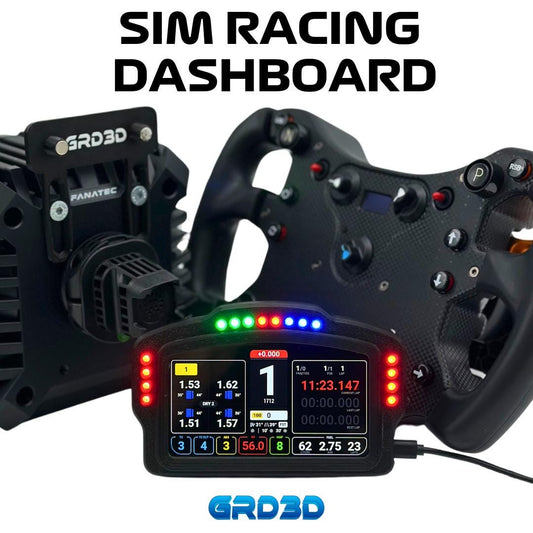 GRD3D Sim Racing Dashboard - 5-Inch Touch Display, 16 RGB LEDs for RPM & Alerts, SimHub Compatible- Curved Version